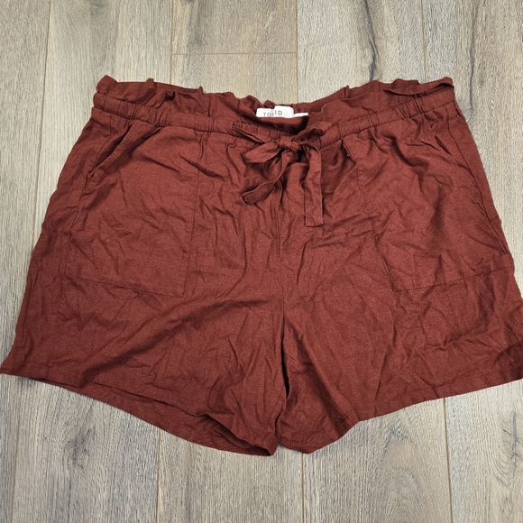 Torrid rusty red-brown linen blend pull-on shorts, size 0X - Picture 1 of 9